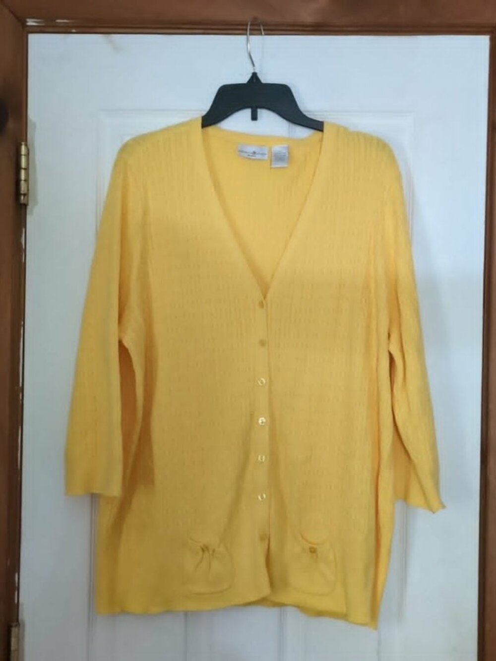 Vintage Preswick & Moore Sz 3X Yellow Button Up Cable Knit Sweater Y2K 90s Teach